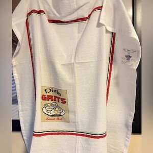 Dixie Grits flour sack kitchen towel. Loop for hanging. Country decor. Brand new